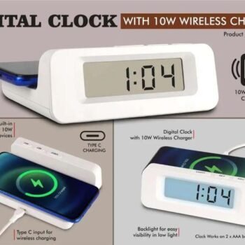 Digital Clock with 10W Wireless Charger (Type-C Input)