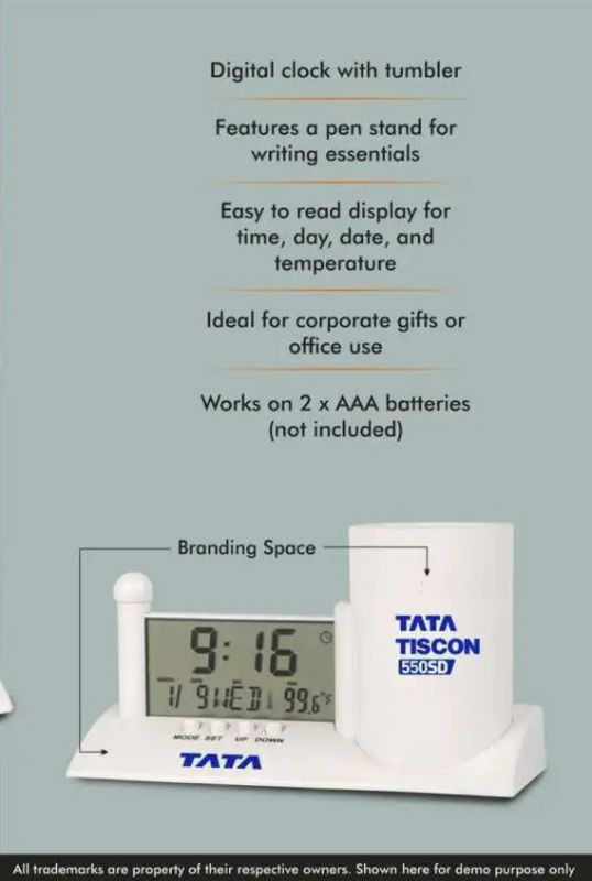 Digital Clock with Tumbler Pen Stand & DayTemperature Display