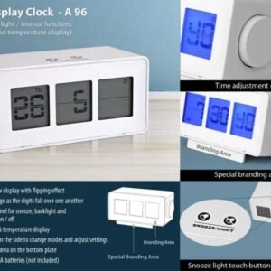 Flip Display Clock with Touch Light Snooze Temperature Display