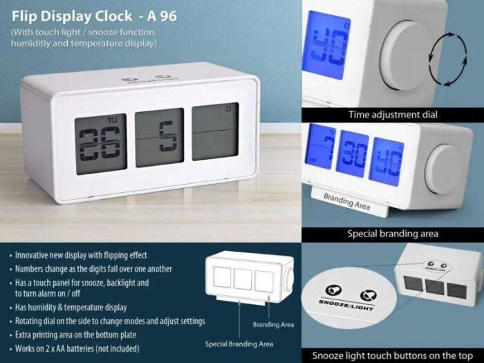 Flip Display Clock with Touch Light Snooze Temperature Display