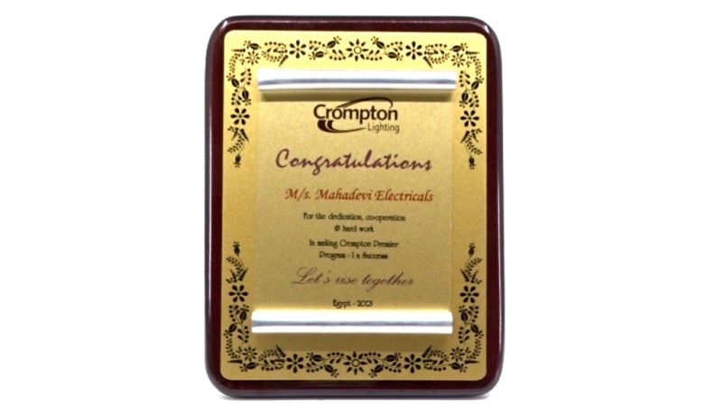 Floral Gold Plaque with Scroll Frame – Classic Dealer & Event Recognition Award