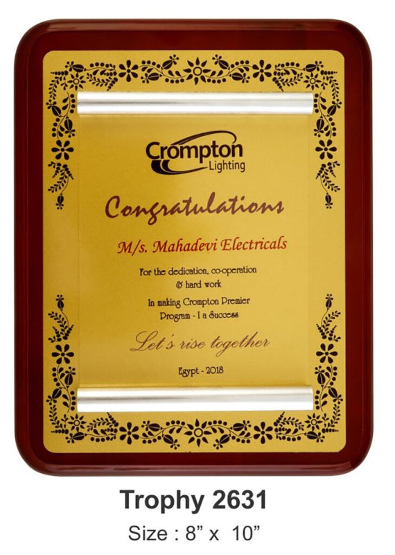 Floral Gold Plaque with Scroll Frame – Classic Dealer & Event Recognition Award