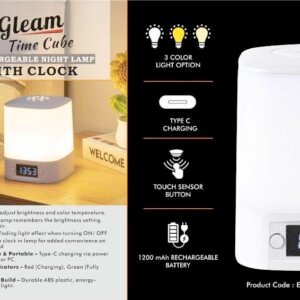 Gleam Time Sphere Soft Touch Rechargeable Night Lamp with Clock