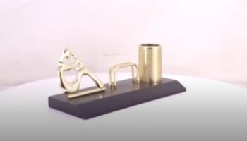 Gold Plated Desk Organizer – Elegant Iron...