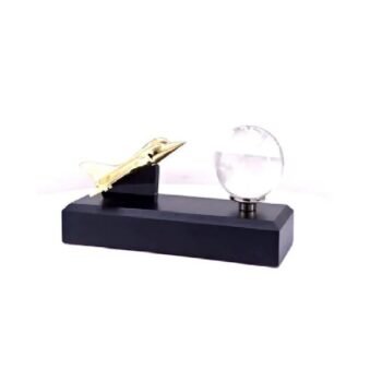 Gold-Plated Metal Rafale Aeroplane with Crystal Globe...