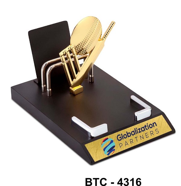 Golden Cricket Desktop Holder – Celebrate Cricket Excellence