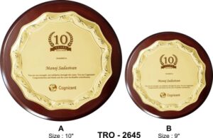 Golden Trim Round Salver – Classic Corporate Service & Loyalty Award -1