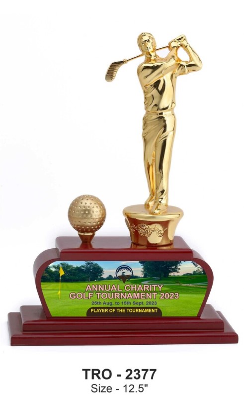 Golf Field Trophy with Figurine