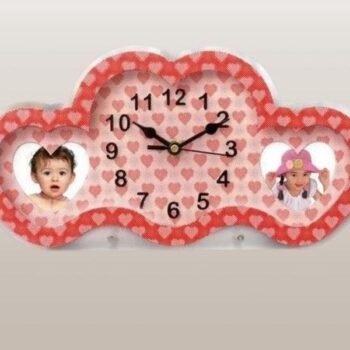 Heart Style 3D Illusion Clock with Dual Photo Frame