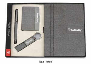 Jute Gray PU Leather Gift Set – Premium 4 In 1 Corporate Gift