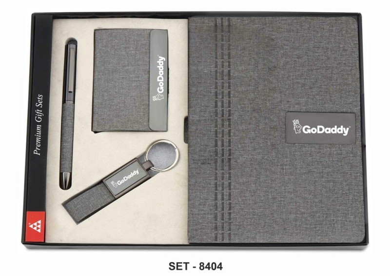 Jute Gray PU Leather Gift Set – Premium 4 In 1 Corporate Gift