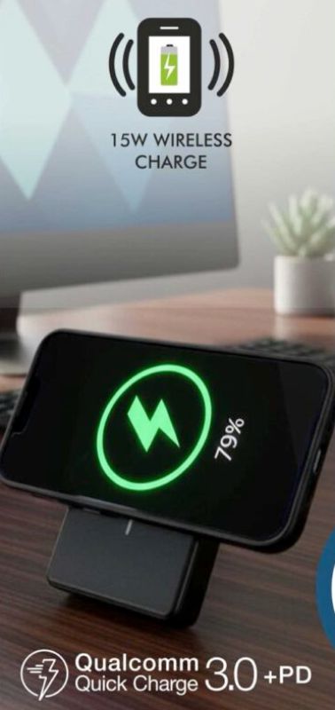MagKick 10 10,000 mAh Mini Magnetic Power Bank with Wireless Charger & Kickstand