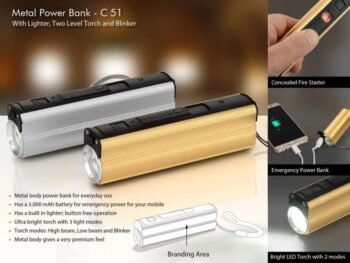 Metal Power Bank with Built-in Lighter Torch...
