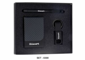 Metallic Black PU Gift Set with Matte Black Metal Parts