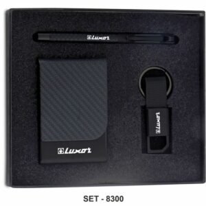 Metallic Black PU Gift Set with Matte Black Metal Parts