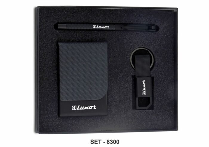 Metallic Black PU Gift Set with Matte Black Metal Parts