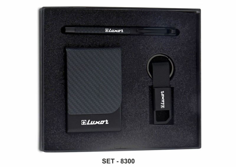 Metallic Black PU Gift Set with Matte Black Metal Parts