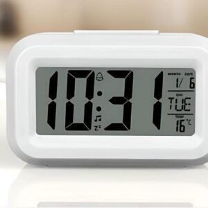 Mini Clock with Temperature & Backlight – Compact Digital Clock for Bedside or Office Desk
