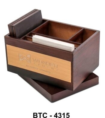 Multi Compartment Wooden Desk Organizer – Stylish...