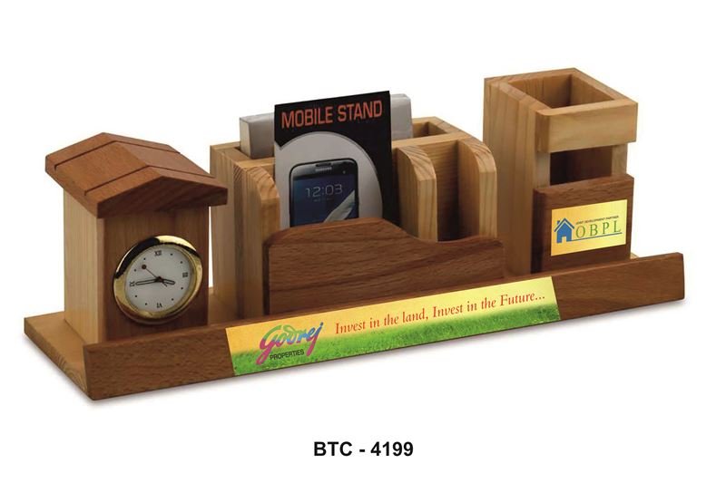 Multi Section Wooden Desk Set – Corporate Gift & Executive Desk Accessory - Image 2