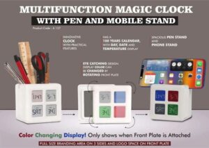 Multifunction Magic Table Clock with Tumbler Color-Changing Display Pen Phone Stand