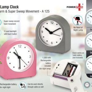 Night Lamp Clock with Alarm Super Sweep Movement & Rechargeable Lamp