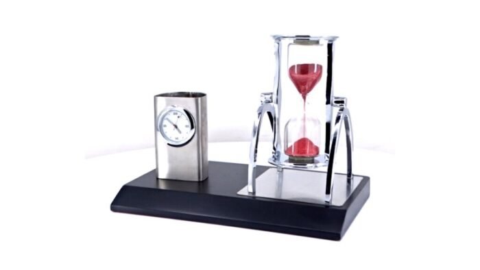 Pen Stand, Clock, & Rotating Sand Timer
