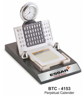 Perpetual Calendar with Clock Memo Pad –...