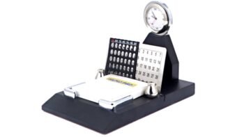 Perpetual Calendar with Clock Memo Pad –...