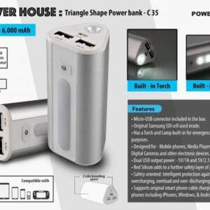 Power Plus Power House 6000 mAh Triangle Power Bank with Lamp & Torch