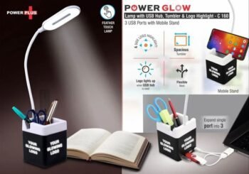 PowerGlow Table Lamp with USB Hub, Tumbler,...