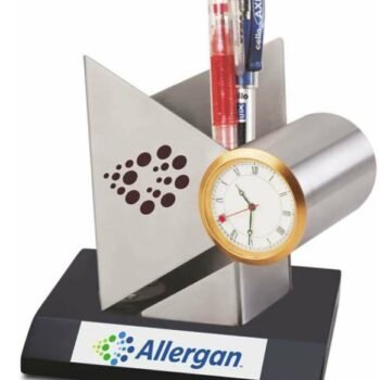 Premium Pen Stand With Clock – Elegant...