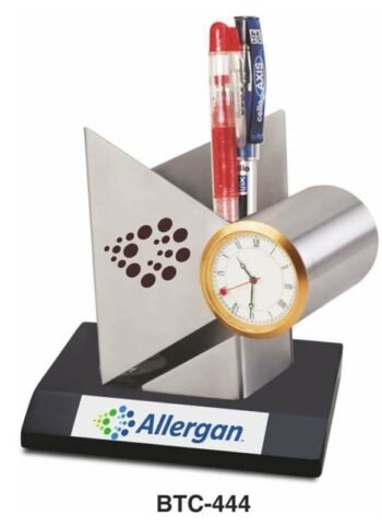 Premium Pen Stand With Clock – Elegant...