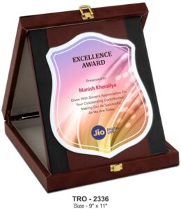 Printed Glass In PU Box – Premium Corporate Recognition Award