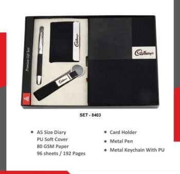 Ribbed Black PU Leather Gift Set –...