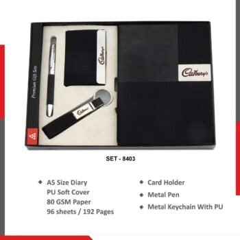 Ribbed Black PU Leather Gift Set –...