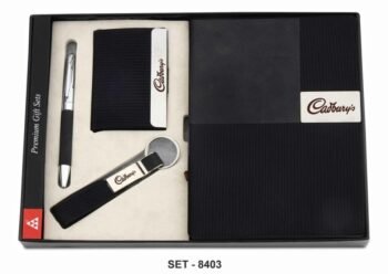 Ribbed Black PU Leather Gift Set –...
