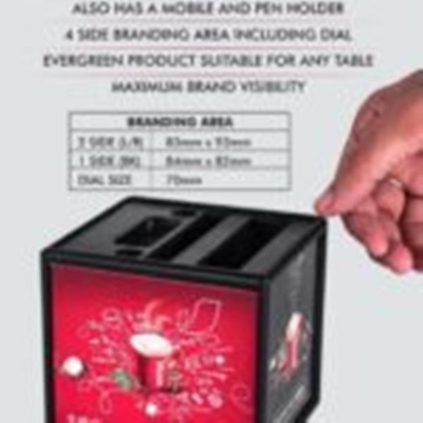 Rotating Desk Clock with Pen Stand Stationery Holder