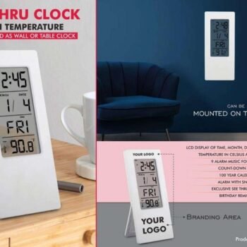 See Through Clock with Temperature – Wall & Table Clock with Branding