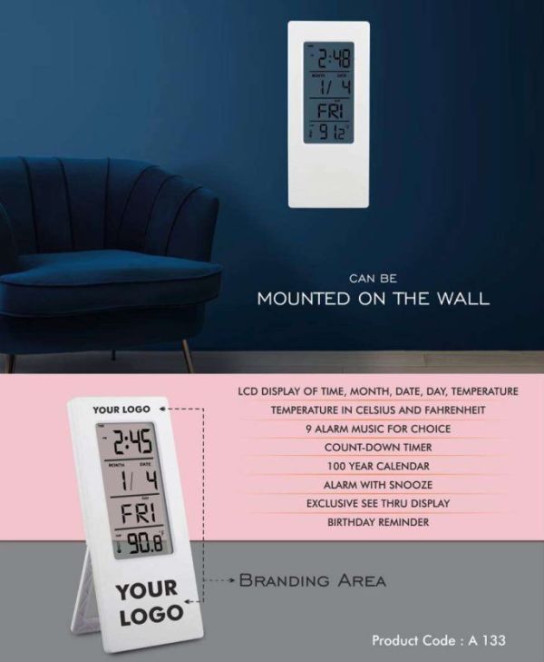 See-Through Clock with Temperature – Wall & Table Clock with Branding