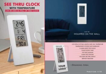 See Thru Clock with Temperature Display – Wall & Table Digital Clock