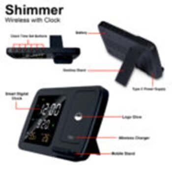 Shimmer Wireless Charger with Clock