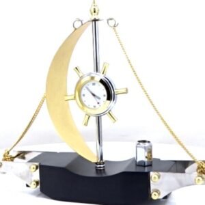 Ship Desktop With Clock & Pen Stand – Nautical Executive Desk Organizer -1