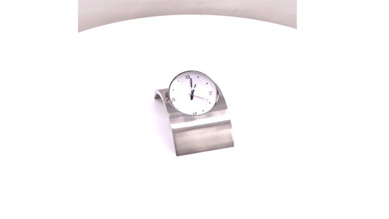 Silver Bridge Shape Desktop With Clock – Modern Executive Desk Decor - Image 3