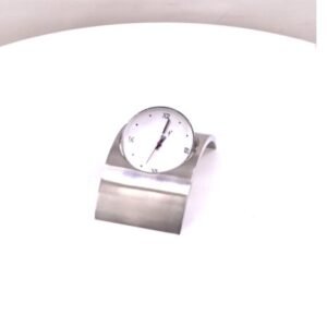 Silver Bridge Shape Desktop With Clock – Modern Executive Desk Decor