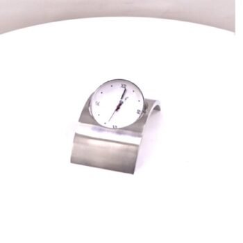 Silver Bridge Shape Desktop With Clock – Modern Executive Desk Decor