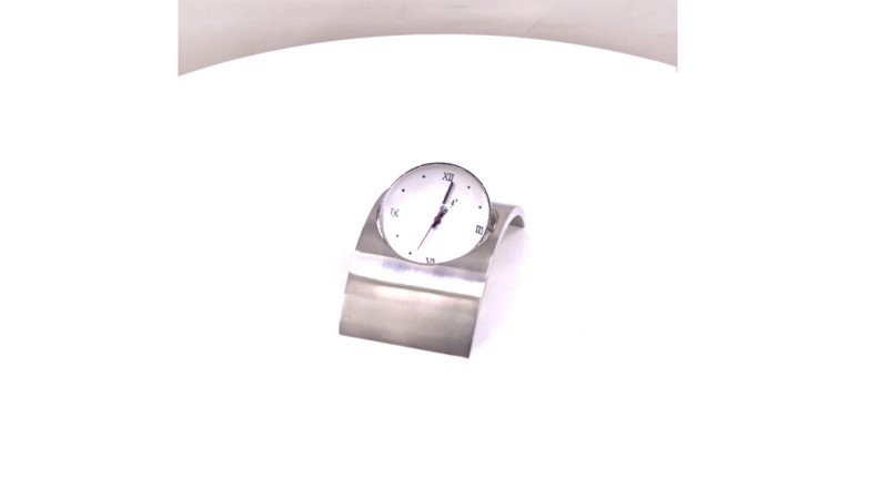 Silver Bridge Shape Desktop With Clock – Modern Executive Desk Decor - Image 2