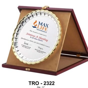 Silver Metal Salver With A Wooden Box...