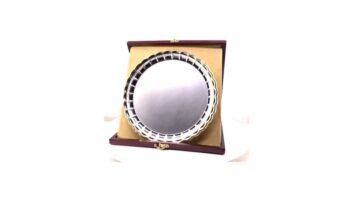 Silver Metal Salver With A Wooden Box...