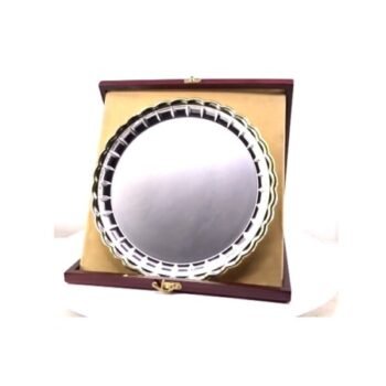 Silver Metal Salver With A Wooden Box...